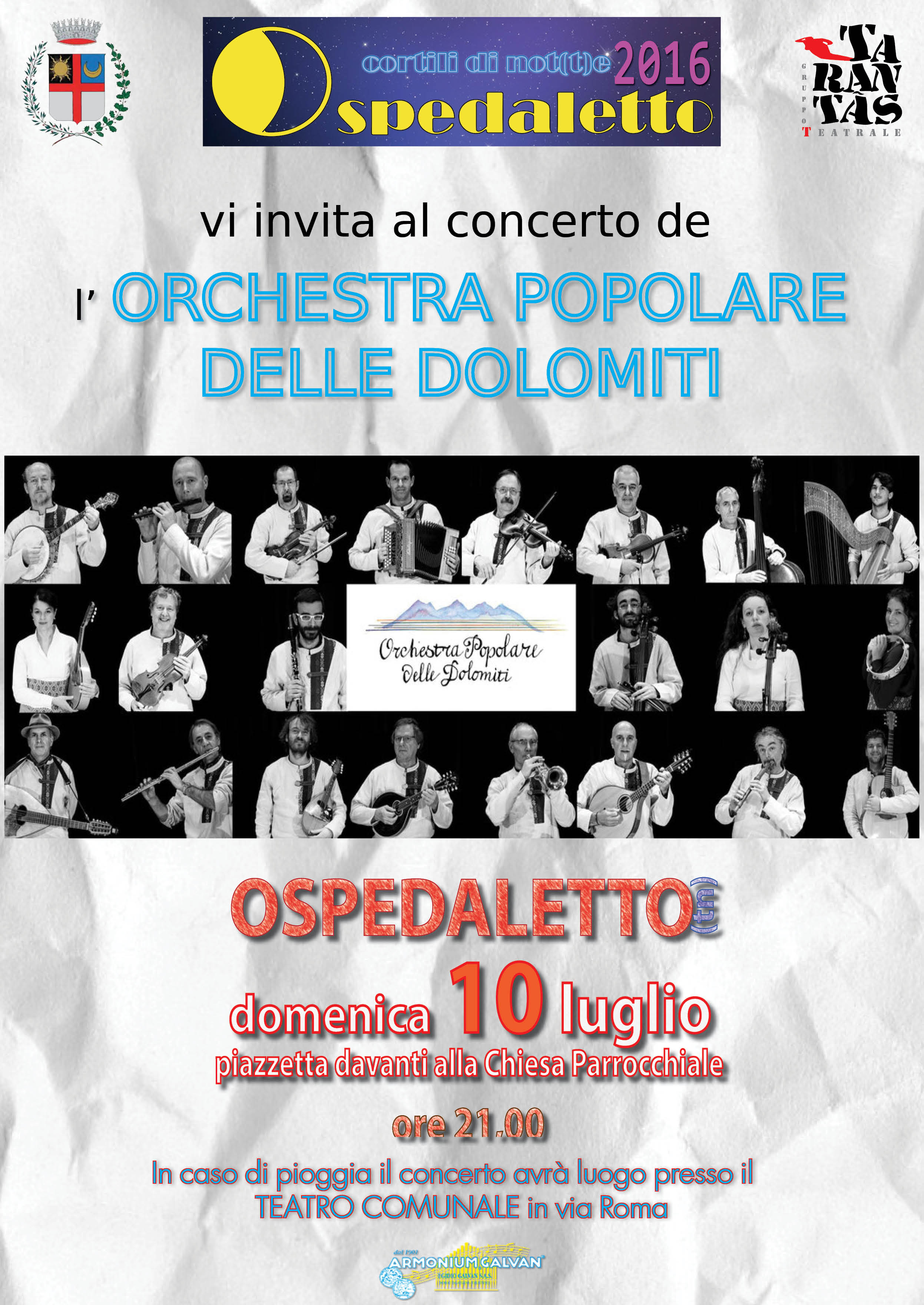 manifesto concerto Orchestra Popolare delle Dolomiti